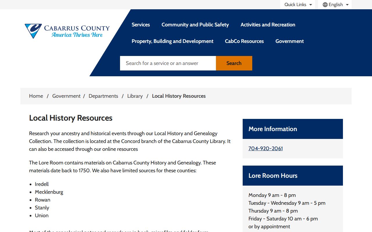Concord city directory Cabarrus Lore Room local-history resources