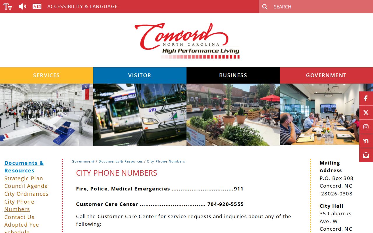 Concord neighbors City phone directory for public records contacts