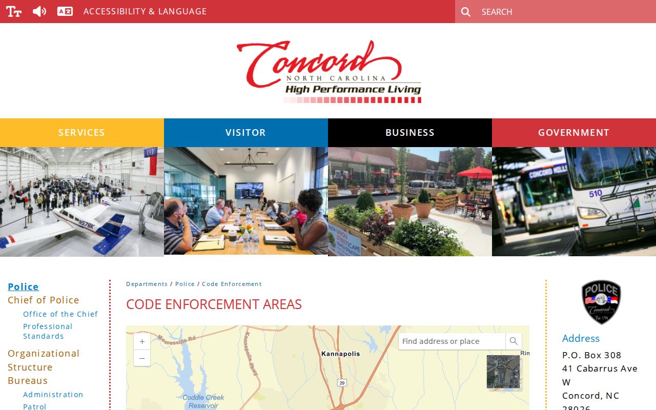 Concord Code Enforcement records information for an address search